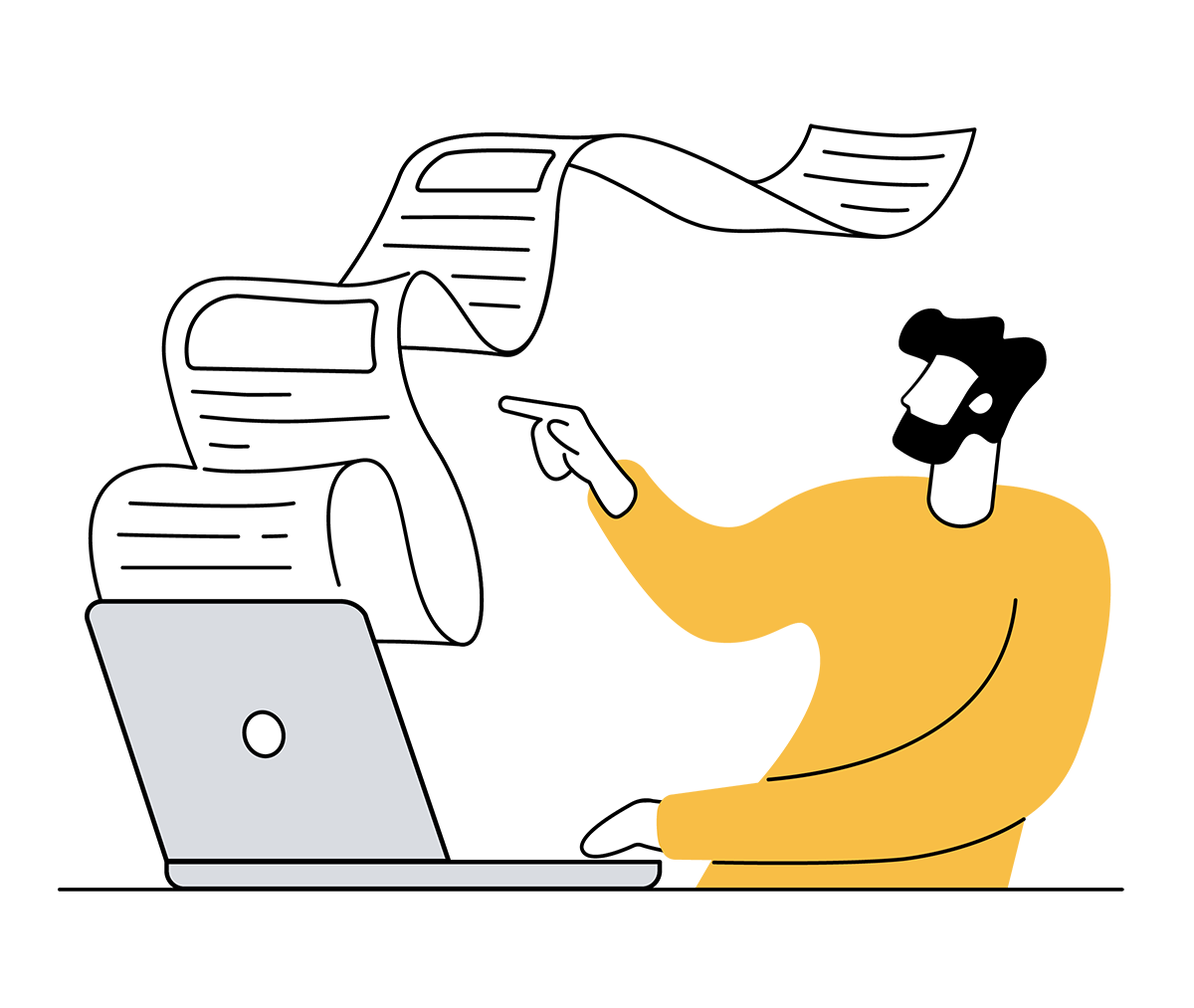 Illustration of man at laptop