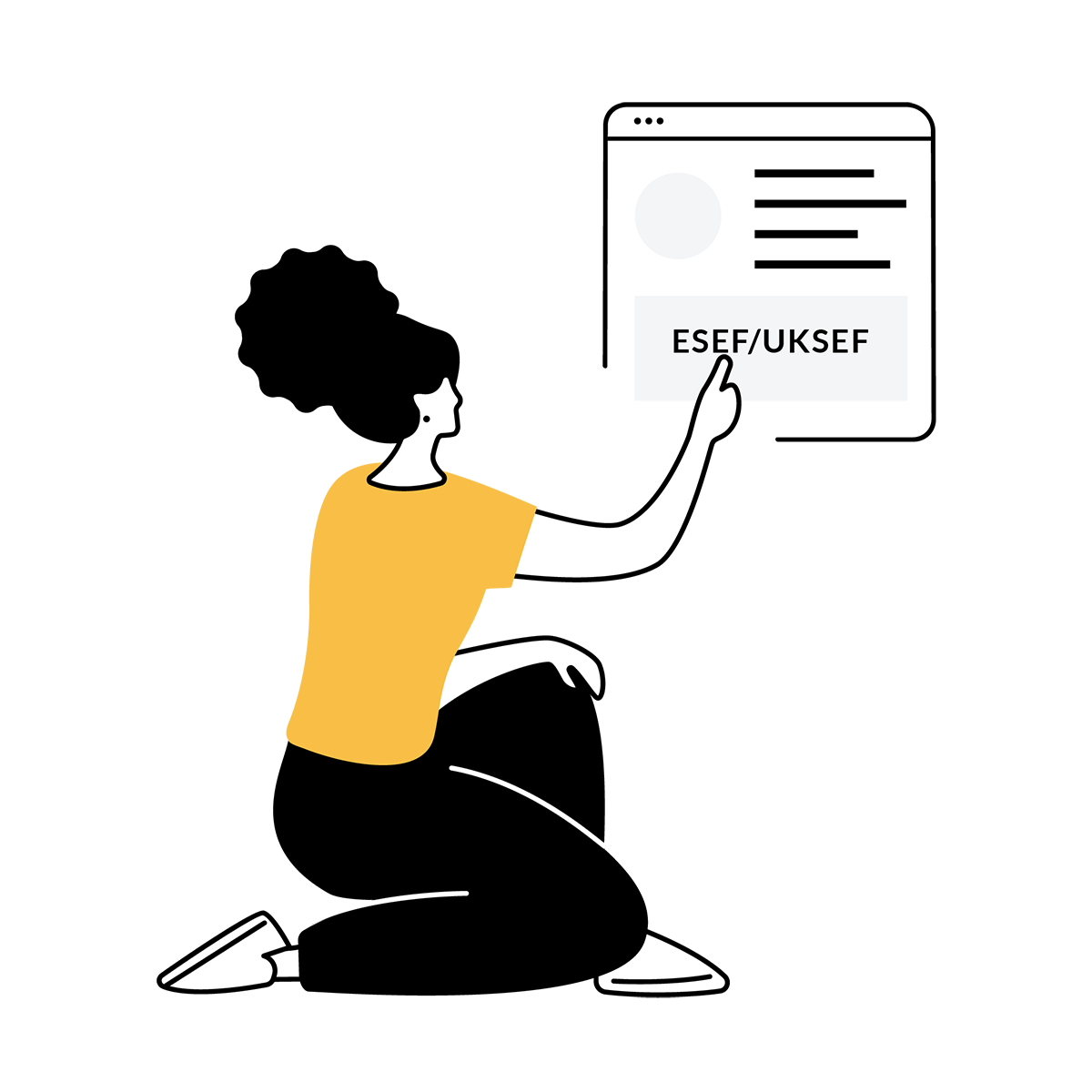 Illustration of woman pointing at screen