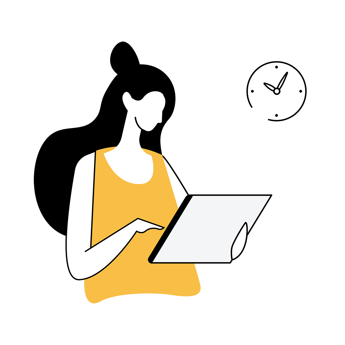 Illustration of woman and tablet